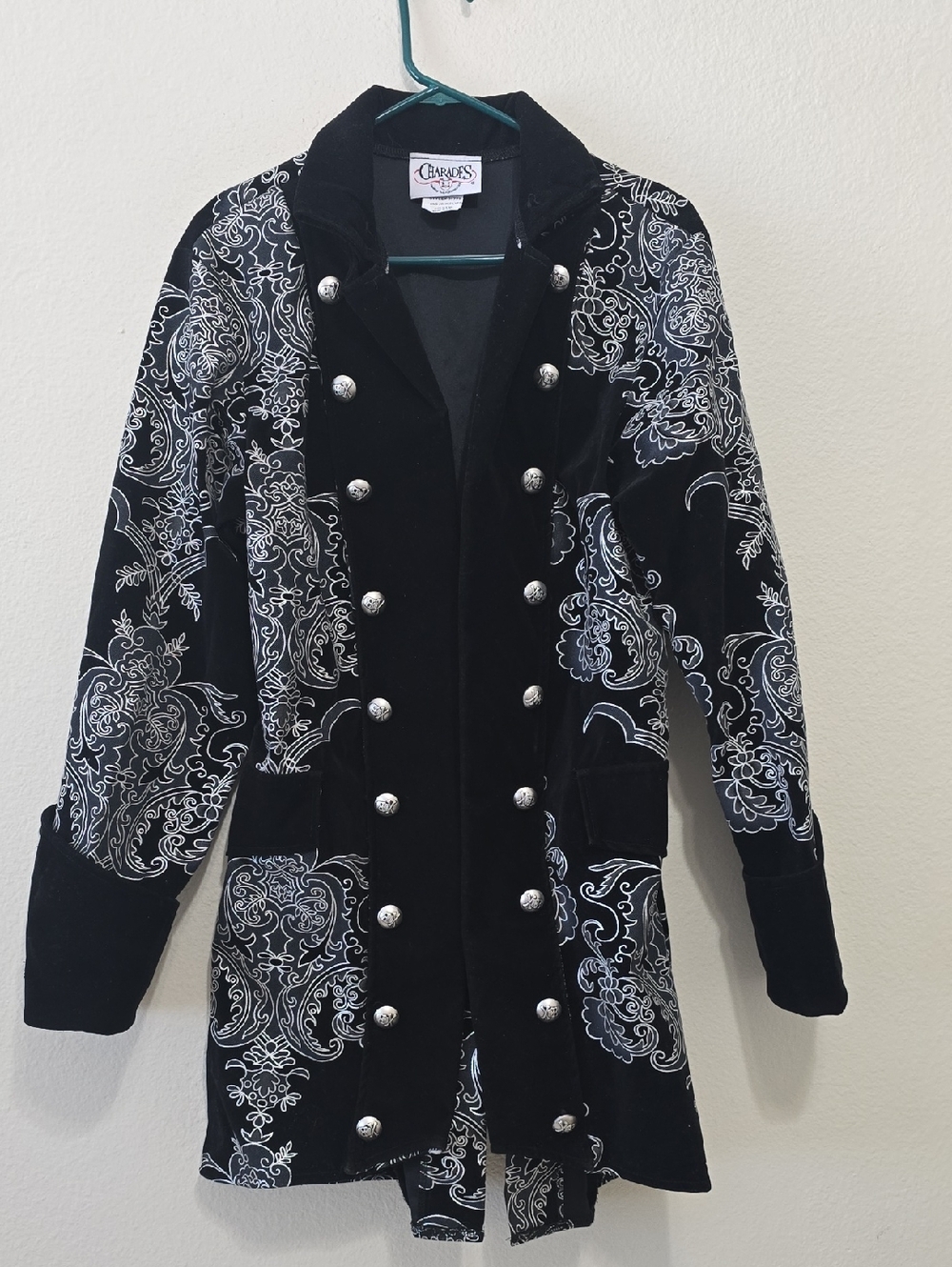 Vintage CHARDES Long John Silver Castle Core Velvet‎ Embroidered Jacket M